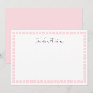 Light pink mosaic border name white notitiekaartje