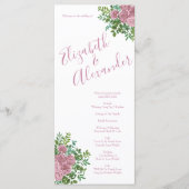 Light Pink Peony & Roos Floral Wedding Programs Menu (Voorkant)