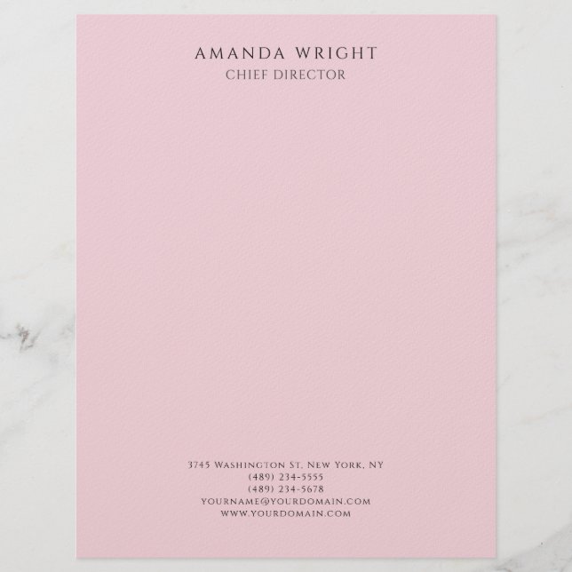 Light Pink Plain Attractive Stylish Business Briefhoofd (Voorkant)