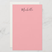 Light Pink Professional Unique Classic Handwriting Briefpapier (Voorkant / Achterkant)