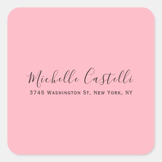 Light Pink Professional Unique Classic Handwriting Vierkante Sticker (Voorkant)