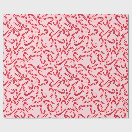 Light Pink & Red Candy Cane Pattern Cadeaupapier (Vlak)
