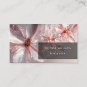 Light Pink Shiny Metallic Flower Business Card Visitekaartje (Voorkant)