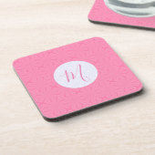 Light Pink Squiggly Squares Personalized Initial Bier Onderzetter (Linkerzijde)