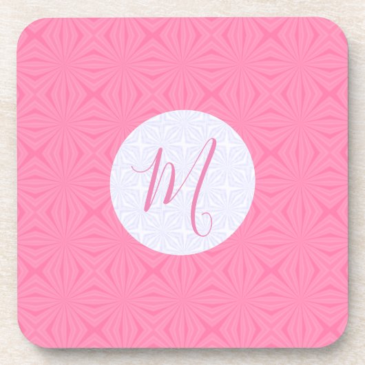 Light Pink Squiggly Squares Personalized Initial Bier Onderzetter (Voorkant)