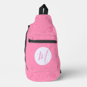 Light Pink Squiggly Squares Personalized Initial Sling Bag (Voorkant)