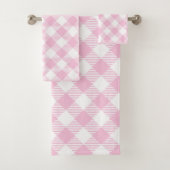 Light Pink Tartan Towels Chic and Cozy Bath Style Bad Handdoek (Insitu)