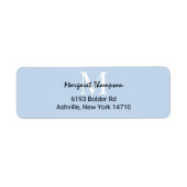 Light Powder Blue Monogram Script-retouradres Etiket (Voorkant)
