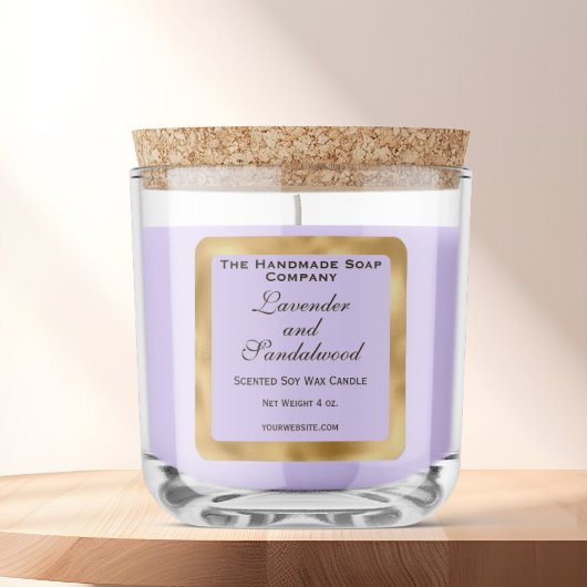 Light Purple and Gold Foil Candle Label