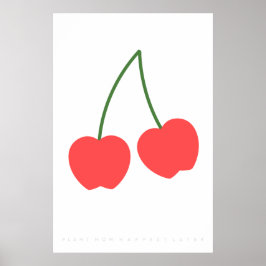 Light Red Cherry Retro Poster 60's 70-citaat