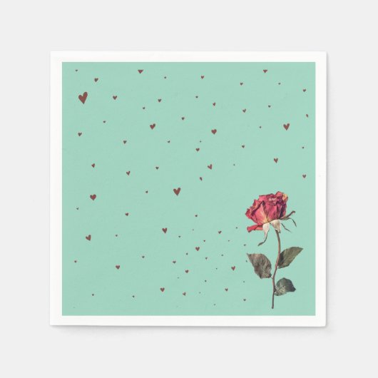 light red rose printed  servet (Voorkant)