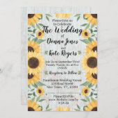 Light Rustic Sunflower Wedding Invitation Kaart (Voorkant / Achterkant)