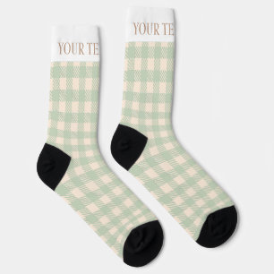 Light Sage Green Gingham Preppy Plaid gecontroleer Sokken