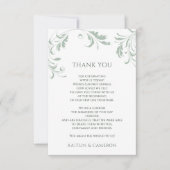 Light Sage Green Wedding Elegant Swirls Bedankkaart (Voorkant)