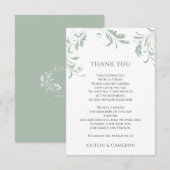Light Sage Green Wedding Elegant Swirls Bedankkaart (Voorkant / Achterkant)