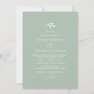 Light Sage Green Wedding Simple Elegant Classic Kaart