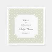 Light Sage Groene en Witte Polka Dots Baby shower Servet (Voorkant)