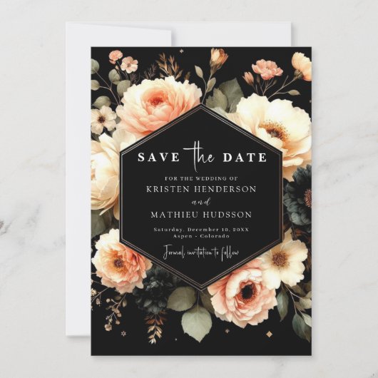 Light Sage Minimalist Peach Wedding Save The Date (Voorkant)