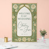 Light Sage Stained Glass Floral Wedding Welcome  (Mariage)