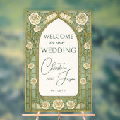 Light Sage Stained Glass Floral Wedding Welcome  (Neutre)