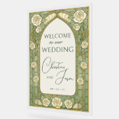 Light Sage Stained Glass Floral Wedding Welcome  (Angle)