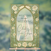 Light Sage Stained Glass Floral Wedding Welcome  (Neutre)