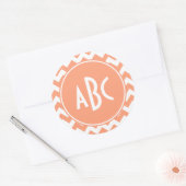 Light Salmon Chevron Monogram Ronde Sticker (Envelop)
