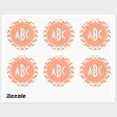 Light Salmon Chevron Monogram Ronde Sticker (Vel)