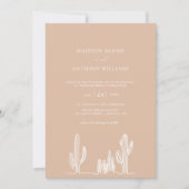 Light Sand Wedding Line Art Desert Cactus Kaart (Voorkant)