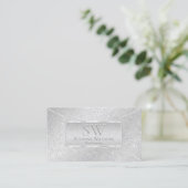 Light Silver Snake Pattern met Monogram en Logo Visitekaartje (Staand voorkant)