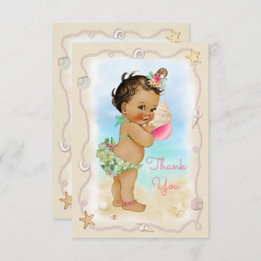 Light Skin Ethnic Beach Baby Conch Shell Dank u Bedankkaart (Voorkant / Achterkant)