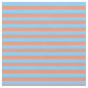 Light Sky Blue en Dark Salmon Stripes Stof