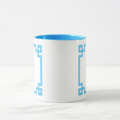 Light Sky Blue Greek Key Border Monogram Mok (Midden)
