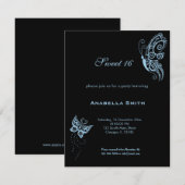 Light Sky Blue Sweet 16 Vlinders Kaart (Voorkant / Achterkant)