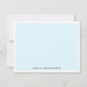 Light Sky Blue White Elegant Classic minimalist Notitiekaartje