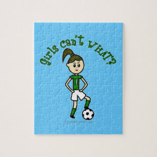 Light Soccer Girl in Green Uniform Legpuzzel