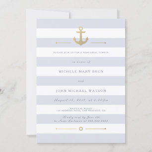Light Striped Nautical Rehearsal Dinner Invite Kaart