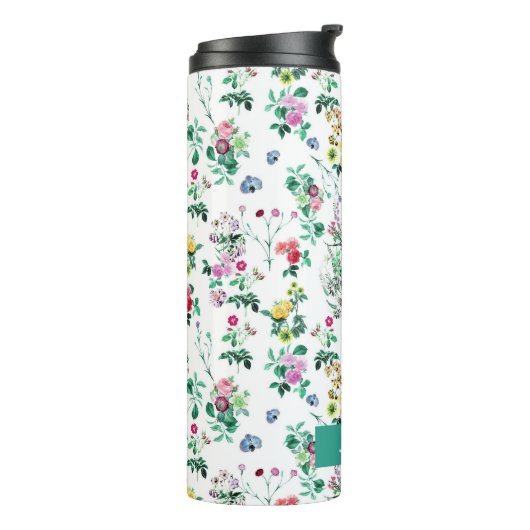 Light  Summer Floral Pattern Personalized Thermosbeker (Gedraaid links)