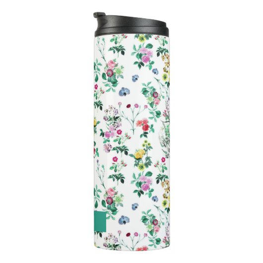 Light  Summer Floral Pattern Personalized Thermosbeker (Geroteerd rechts)