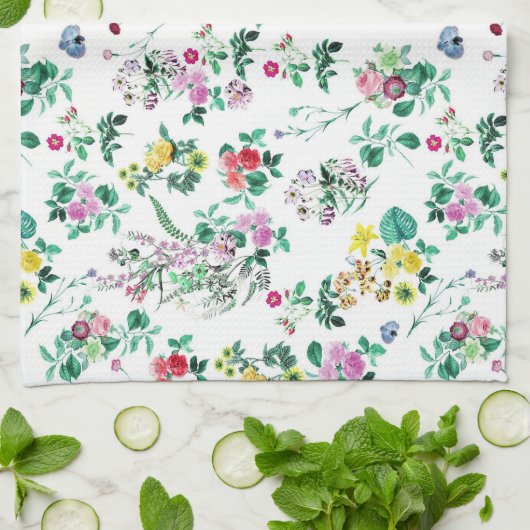 Light  Summer Floral Pattern Theedoek (Gevouwen)