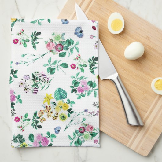 Light  Summer Floral Pattern Theedoek (Quarter Fold)
