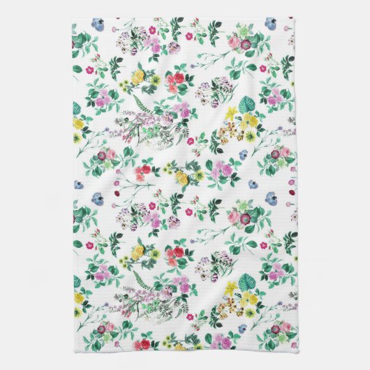Light  Summer Floral Pattern Theedoek (Verticaal)