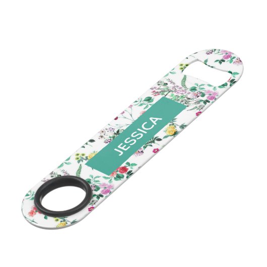 Light Summer Floral Personalized Speed Flessenopener (Voorkant Gekanteld)