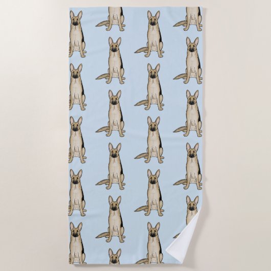 Light Tan German Shepherd Dogs Pattern Strandlaken (Voorkant)