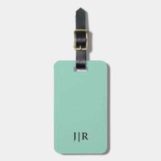 Light Teal And black I Modern Monogram Bagagelabel