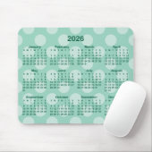 Light Teal Polka Dot Hunter Green 2026 Calendar Muismat (Met muis)