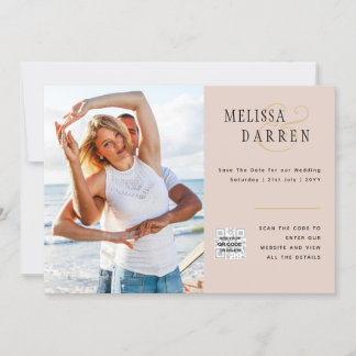 Light Terracotta PHOTO Weddenschap SAVE DATE QR CO Kaart