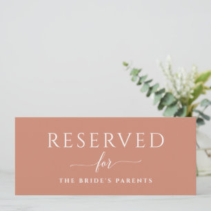 Light Terracotta Simple Wedding Reserved Sign Kaart