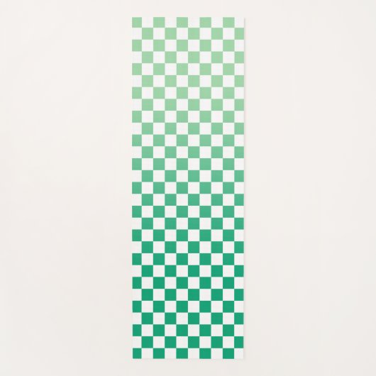 Light to Dark Green Ombré Checkered Pattern Yogamat (Voorkant)