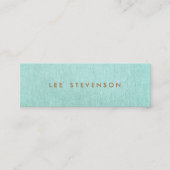 Light Turquoise Blue Linen-look minimalist Mini Visitekaartje (Voorkant)